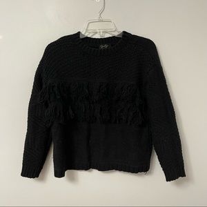 Jessica Simpson black fringe knit sweater